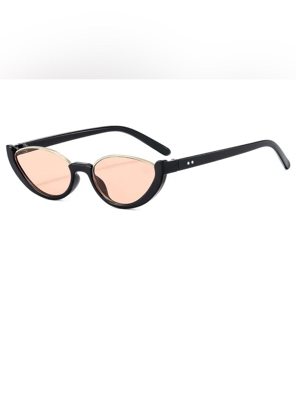 Retro Cat Eye Sunglasses in Black with Pink Lenses